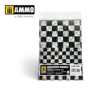 AMMO by MIG Checkered Marble Square Die-cut Tiles | 2 pcs | MIG8783 | Precision Geometric Scenery for Scale Models