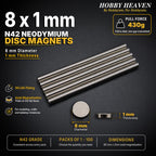8mm x 1mm N42 Neodymium Disc Magnets