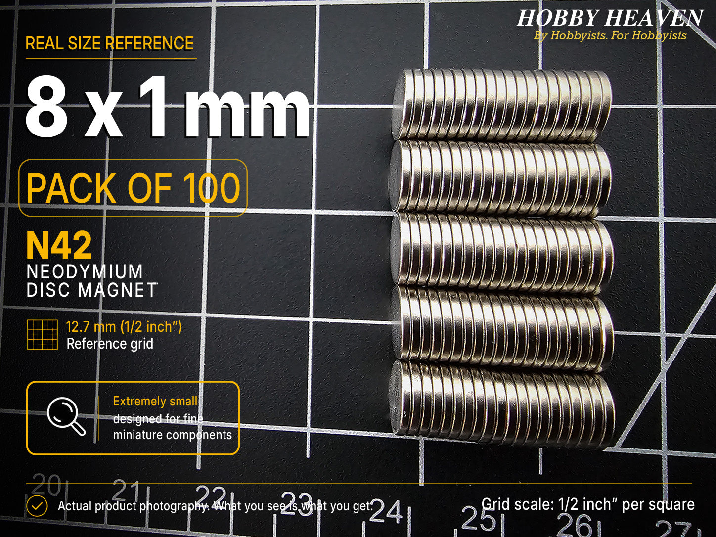 8mm x 1mm N42 Neodymium Disc Magnets