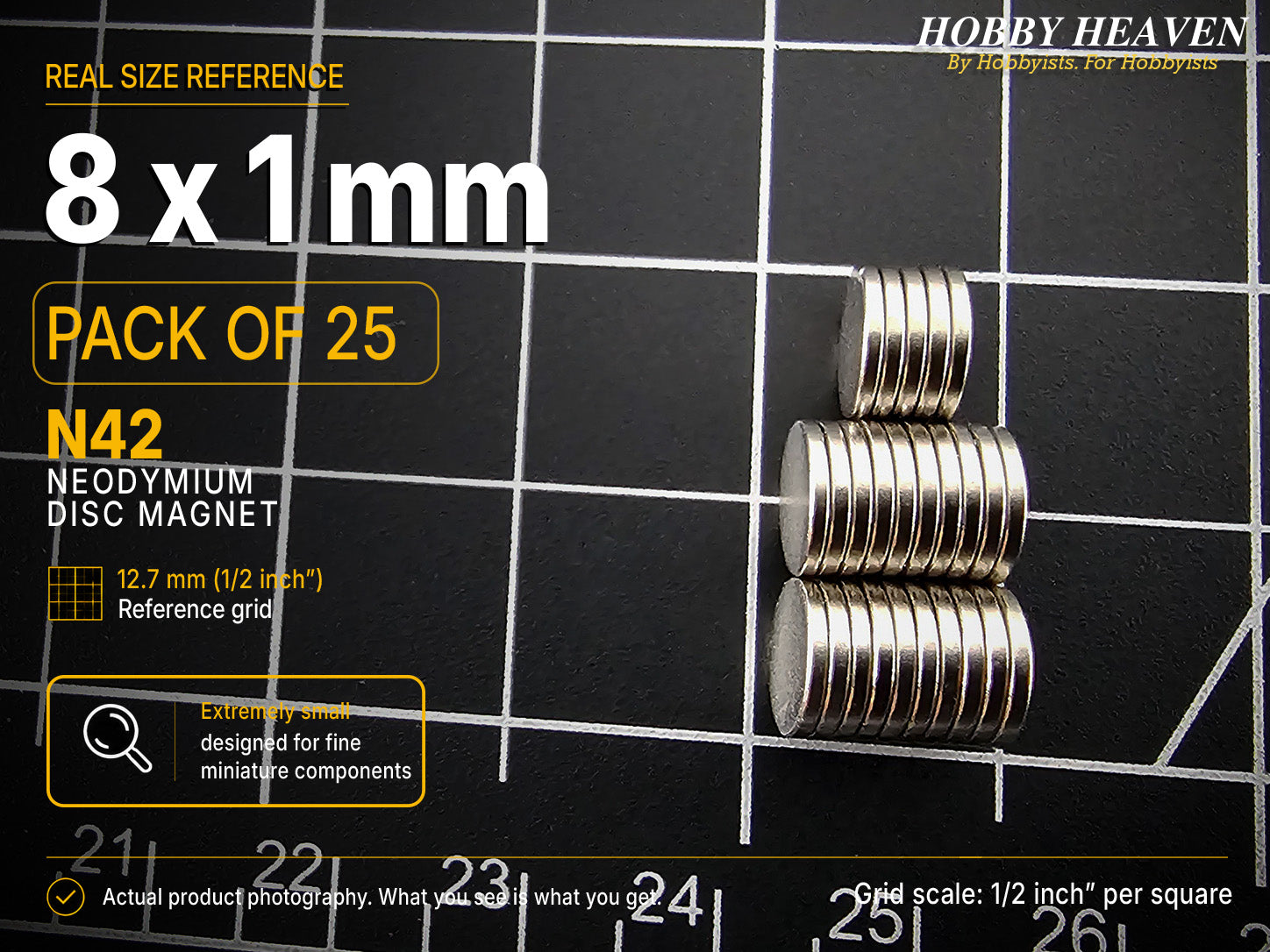 8mm x 1mm N42 Neodymium Disc Magnets