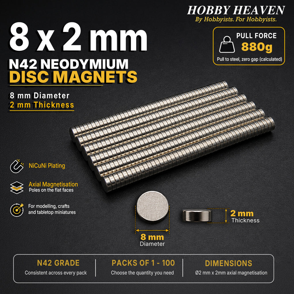 8mm x 2mm N42 Neodymium Disc Magnets