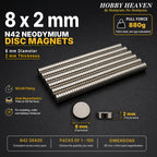 8mm x 2mm N42 Neodymium Disc Magnets