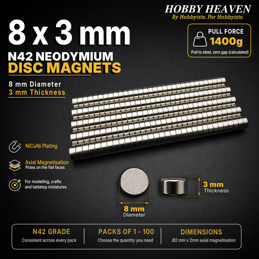 8mm x 3mm N42 Neodymium Disc Magnets