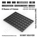 CGI render of the 20 to 25 mm square adapter, 8 × 6 formation, with 48 seats for 20 mm square bases.