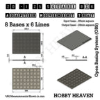Technical drawing of the 20 to 25 mm square adapter, 8 × 6 formation: 204 × 154 mm overall, 4.5 mm tall.