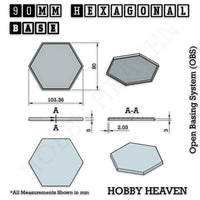 Hexagonal Bases 10mm to 200mm 3d Print Full Range Tabletop Games
