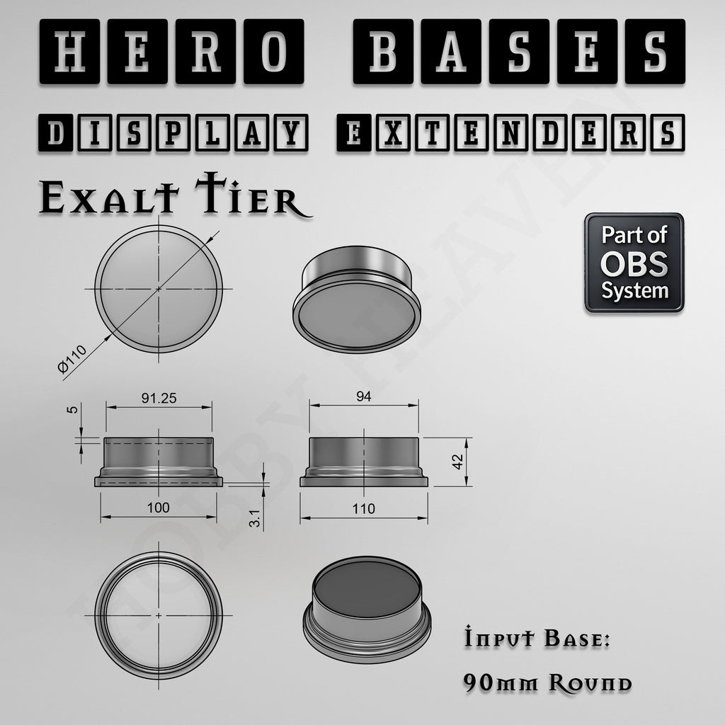 Hero Bases Display Extenders | Round and Ovals | Convert Gaming Bases to Display Bases & Plinths