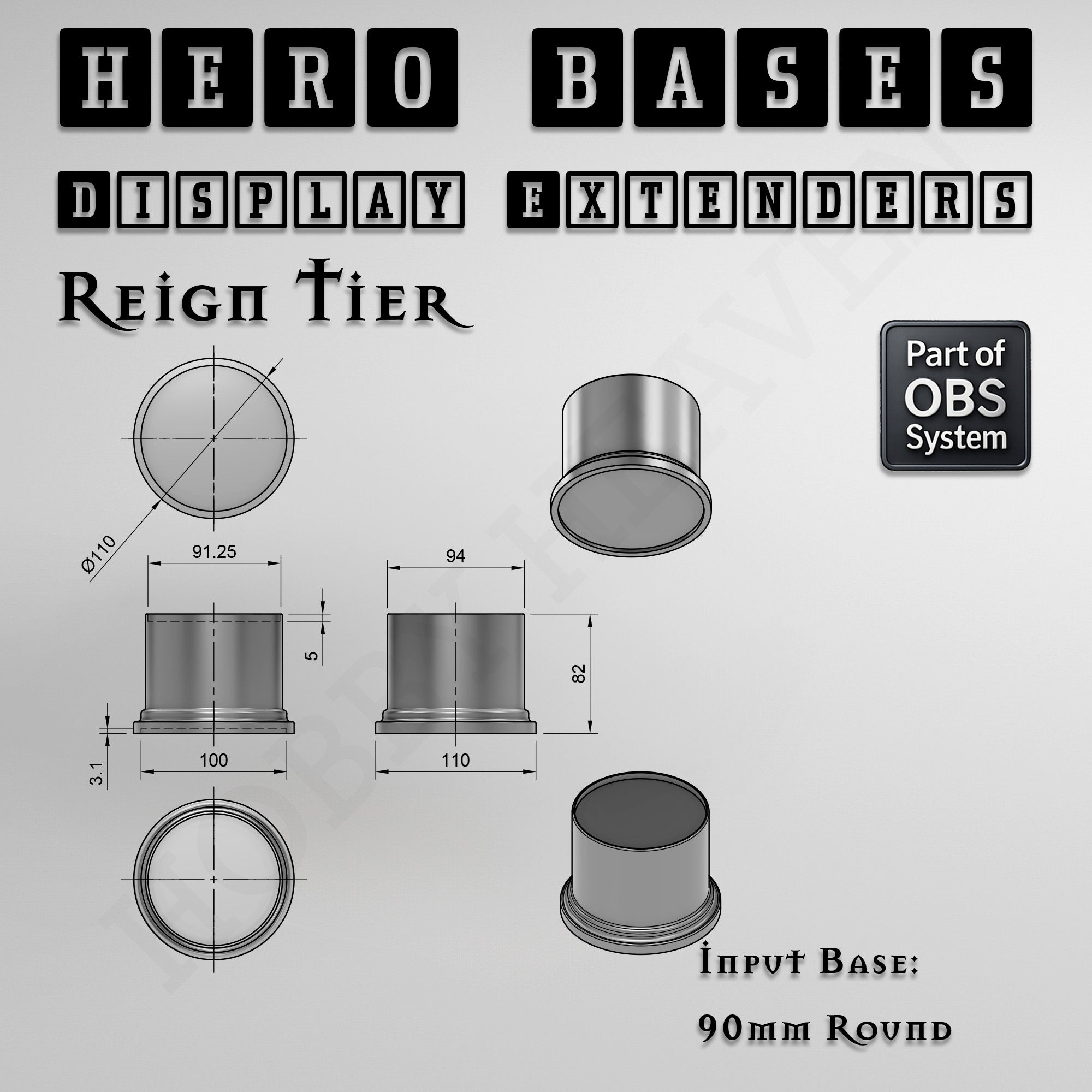 Hero Bases Display Extenders | Round and Ovals | Convert Gaming Bases to Display Bases & Plinths