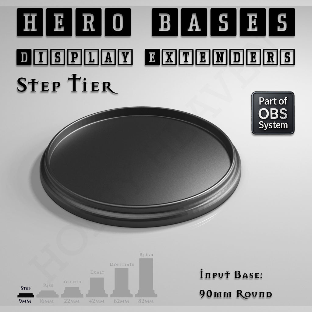 Hero Bases Display Extenders | Round and Ovals | Convert Gaming Bases to Display Bases & Plinths