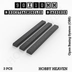 Rectangle Bases Range Sizes - 75x30mm to 125x40mm Medium Sizes 3d Print Full Range Tabletop Games