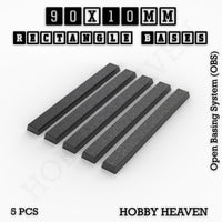 Rectangle Bases Range Sizes - 75x30mm to 125x40mm Medium Sizes 3d Print Full Range Tabletop Games

