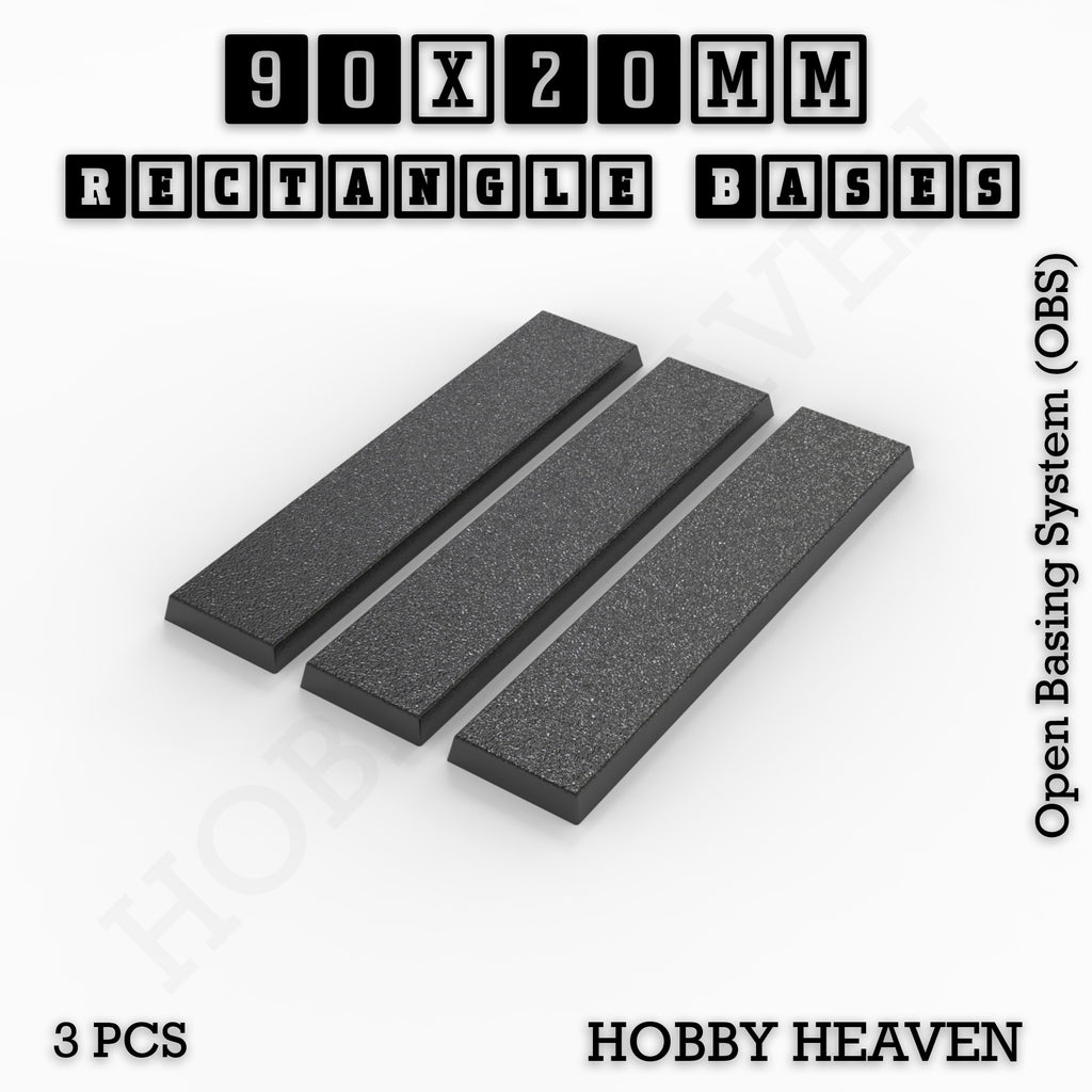 Rectangle Bases Range Sizes - 75x30mm to 125x40mm Medium Sizes 3d Print Full Range Tabletop Games
