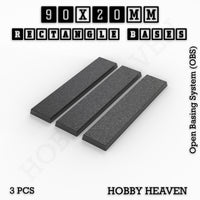 Rectangle Bases Range Sizes - 75x30mm to 125x40mm Medium Sizes 3d Print Full Range Tabletop Games
