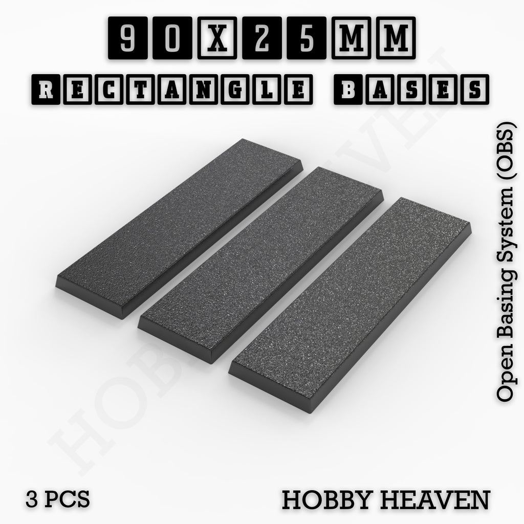 Rectangle Bases Range Sizes - 75x30mm to 125x40mm Medium Sizes 3d Print Full Range Tabletop Games