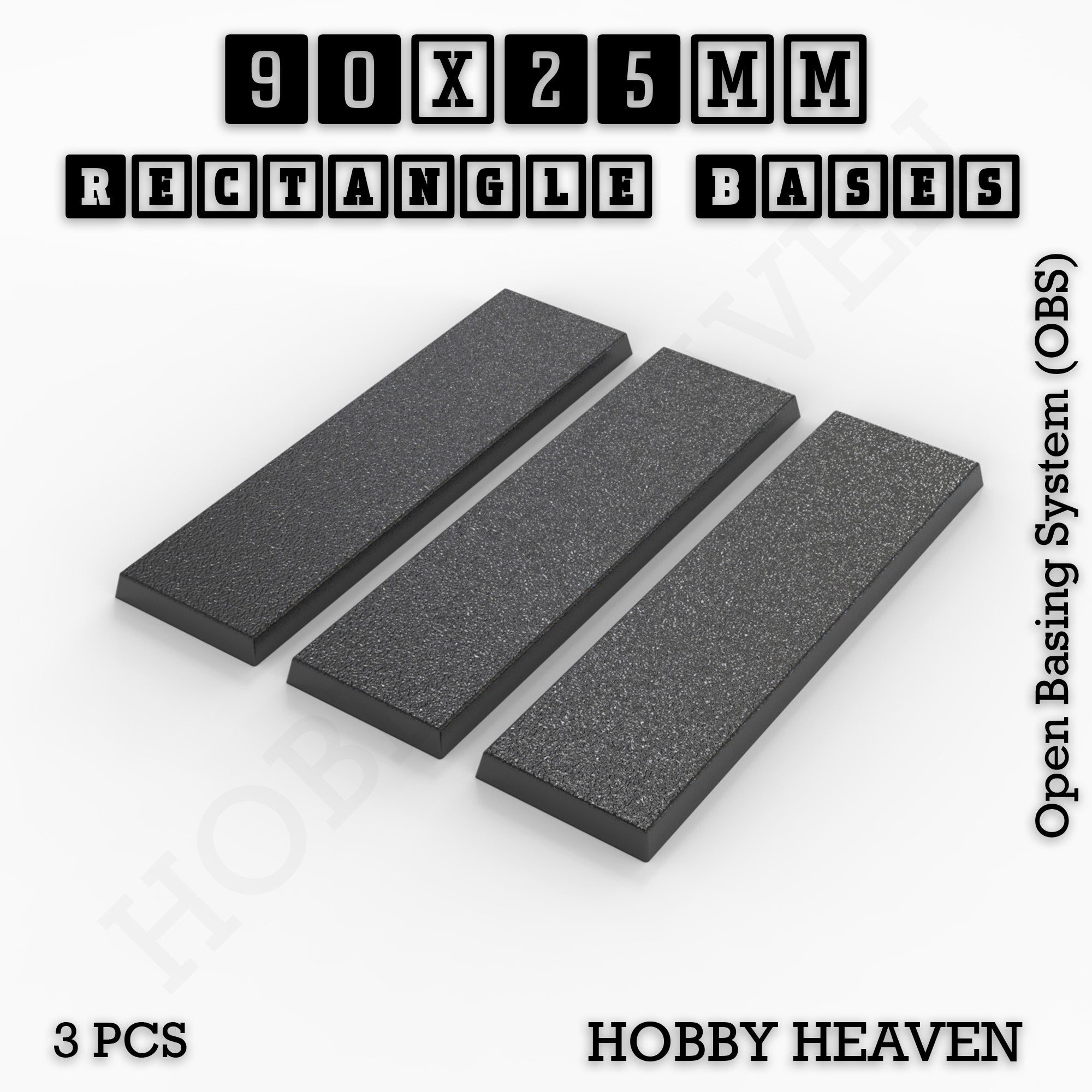 Rectangle Bases Range Sizes - 75x30mm to 125x40mm Medium Sizes 3d Print Full Range Tabletop Games