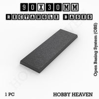 Rectangle Bases Range Sizes - 75x30mm to 125x40mm Medium Sizes 3d Print Full Range Tabletop Games
