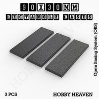 Rectangle Bases Range Sizes - 75x30mm to 125x40mm Medium Sizes 3d Print Full Range Tabletop Games
