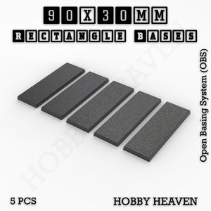 Rectangle Bases Range Sizes - 75x30mm to 125x40mm Medium Sizes 3d Print Full Range Tabletop Games