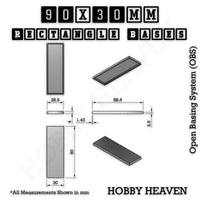 Rectangle Bases Range Sizes - 75x30mm to 125x40mm Medium Sizes 3d Print Full Range Tabletop Games
