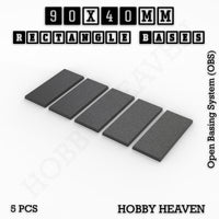 Rectangle Bases Range Sizes - 75x30mm to 125x40mm Medium Sizes 3d Print Full Range Tabletop Games

