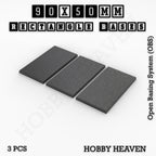 Rectangle Bases Range Sizes - 75x30mm to 125x40mm Medium Sizes 3d Print Full Range Tabletop Games