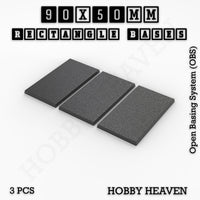 Rectangle Bases Range Sizes - 75x30mm to 125x40mm Medium Sizes 3d Print Full Range Tabletop Games
