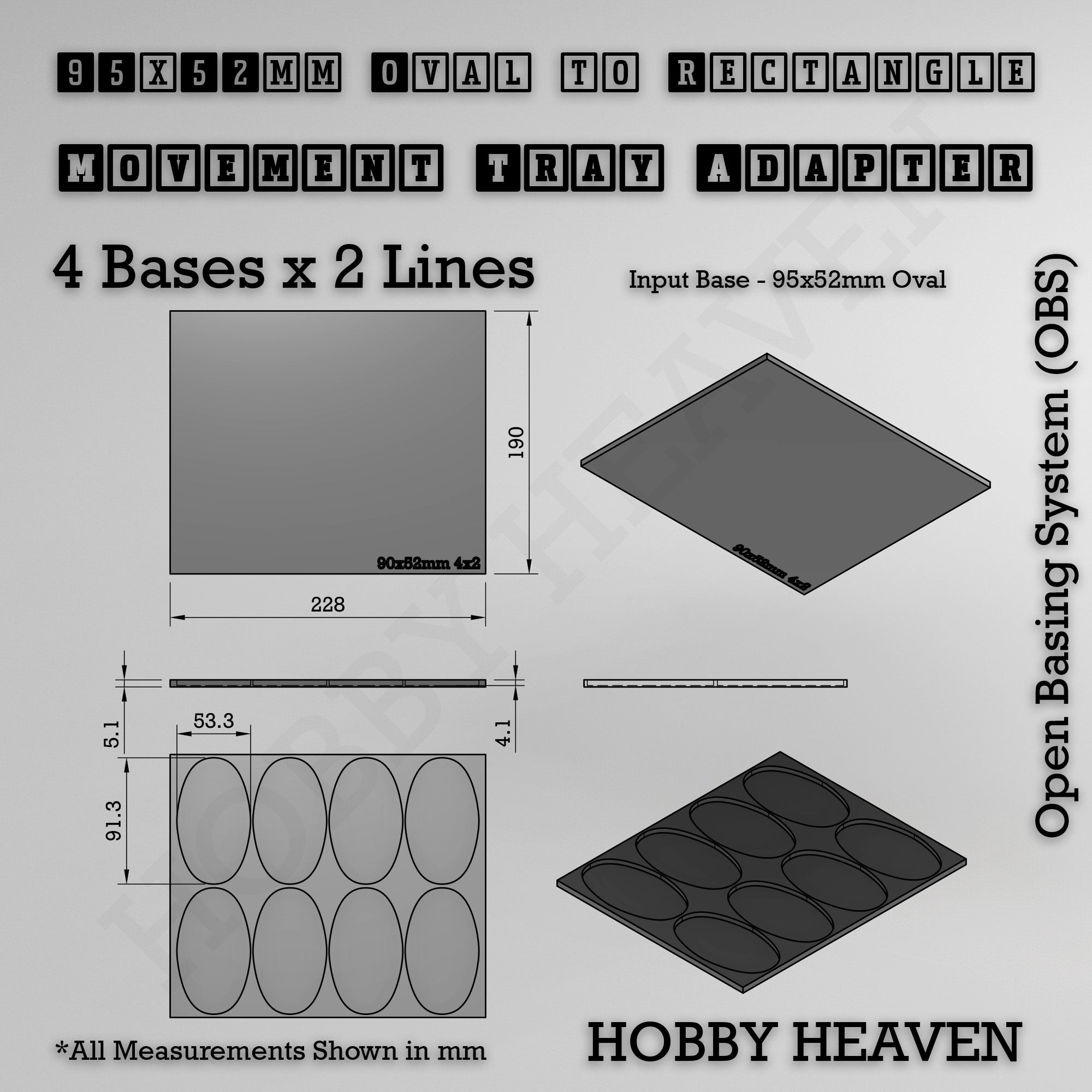 Oval to Rectangle Movement Tray Adapters