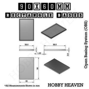 Rectangle Bases Range Sizes - 75x30mm to 125x40mm Medium Sizes 3d Print Full Range Tabletop Games