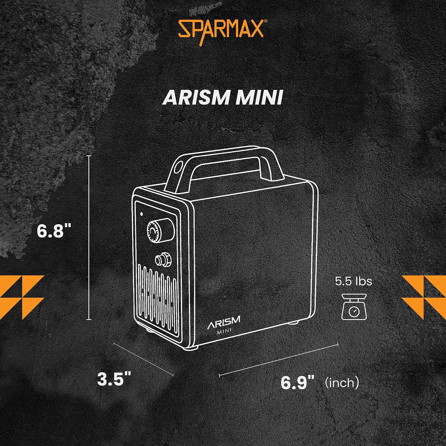 Sparmax ARISM Mini Airbrush Compressor (C-AR-MINI-GREY) – Cosmic Grey, 28 psi, 49 dB