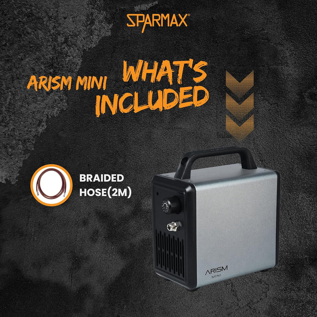 Sparmax ARISM Mini Airbrush Compressor (C-AR-MINI-GREY) – Cosmic Grey, 28 psi, 49 dB