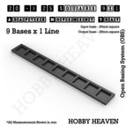 CGI render of the 20 to 25 mm square adapter, 9 × 1 formation, with 9 seats for 20 mm square bases.