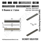Technical drawing of the 25 to 30 mm square adapter, 9 × 1 formation: 274 × 34 mm overall, 4.5 mm tall.