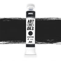 AK Interactive Abteilung 502 Smoke Oil Paint AKABT005 bottle showcasing its authentic smoke color on a clean white background
