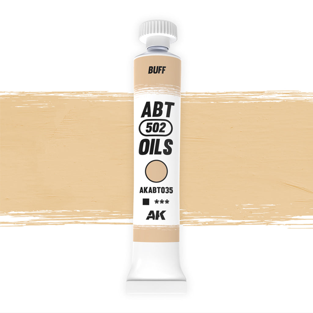 Abteilung 502 Buff AKABT035 20ml oil paint tube standing upright on a white background