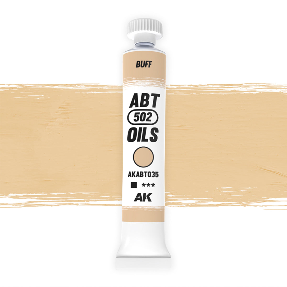 Abteilung 502 Buff AKABT035 20ml oil paint tube standing upright on a white background