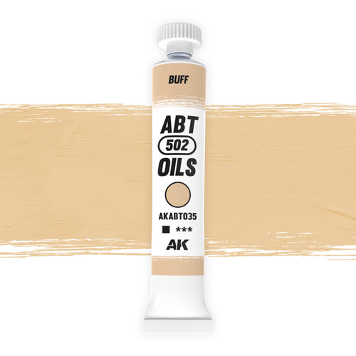 Abteilung 502 Buff AKABT035 20ml oil paint tube standing upright on a white background