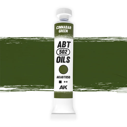 Abteilung 502 Cinnabar Green AKABT050 20ml oil paint tube upright on a white background