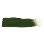 Horizontal brush-stroke swatch of Abteilung 502 Cinnabar Green showing a vivid olive green