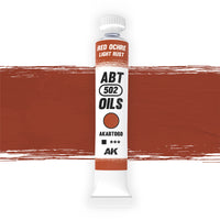 AK Interactive Abteilung 502 Red Ochre | Light Rust Oil Paint AKABT060 bottle showcasing its rich, warm rust color on a clean white background
