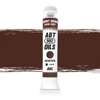 AK Interactive Abteilung 502 Burnt Sienna | Dark Rust Oil Paint AKABT070 bottle showcasing its deep, rich rust color on a clean white background
