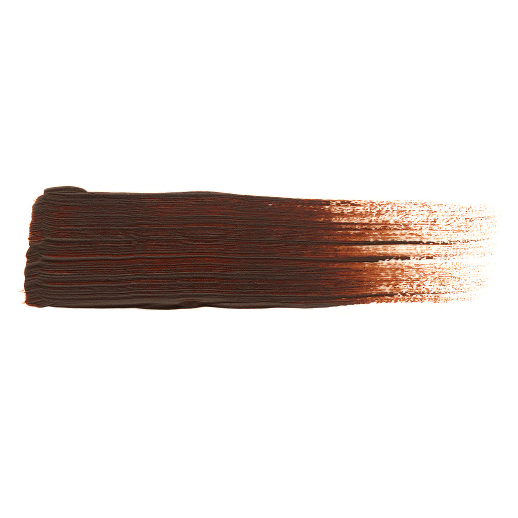 Horizontal brush-stroke swatch of Abteilung 502 Burnt Sienna showing a deep reddish rust brown
