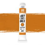 AK Interactive Abteilung 502 Flesh Ochre Oil Paint AKABT092 bottle showcasing its warm, versatile ochre color on a clean white background