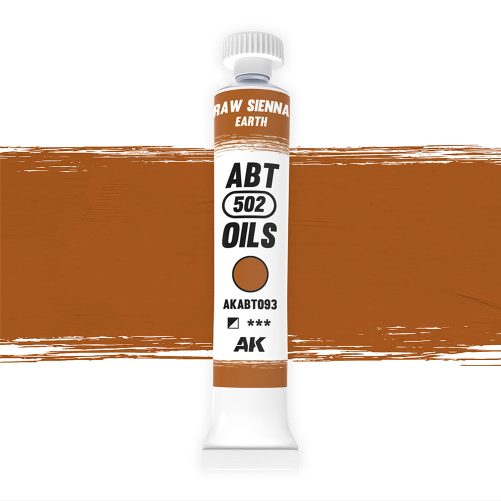 AK Interactive Abteilung 502 Raw Sienna | Earth Oil Paint AKABT093 bottle showcasing its rich, earthy color on a clean white background