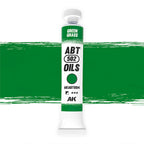 AK Interactive Abteilung 502 Green Grass Oil Paint AKABT094 bottle showcasing its vibrant, natural green color on a clean white background