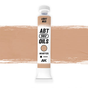 AK Interactive Abteilung 502 Light Mud Oil Paint AKABT125 bottle showcasing its authentic light mud color on a clean white background