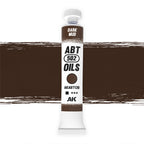 AK Interactive Abteilung 502 Dark Mud Oil Paint AKABT130 bottle showcasing its rich, deep mud color on a clean white background