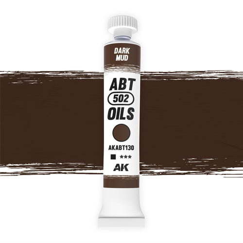 Abteilung 502 Dark Mud AKABT130 20 ml oil paint tube standing upright on a white background