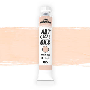 AK Interactive Abteilung 502 Light Flesh Tone Oil Paint AKABT135 bottle showcasing its authentic light skin color on a clean white background