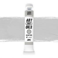 AK Interactive Abteilung 502 Faded White Oil Paint AKABT165 bottle showcasing its subtle off-white color on a clean white background
