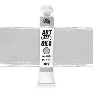 AK Interactive Abteilung 502 Faded White Oil Paint AKABT165 bottle showcasing its subtle off-white color on a clean white background